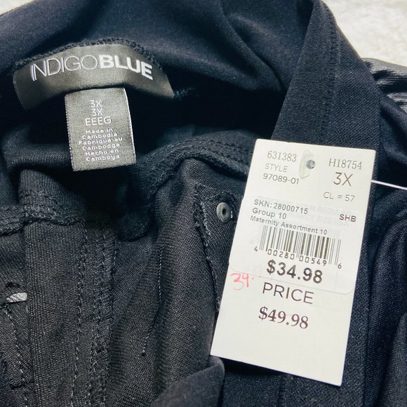 Motherhood Plus Size Indigo Blue Coated Skinny Leg Ankle Pant Black 3X - Picture 11 of 15